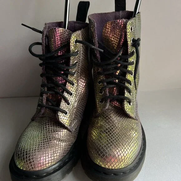 Dr. Martens 1460 Pascal Pink Iridescent Metallic Shiny Combat Boots Size 6 - Picture 8 of 16